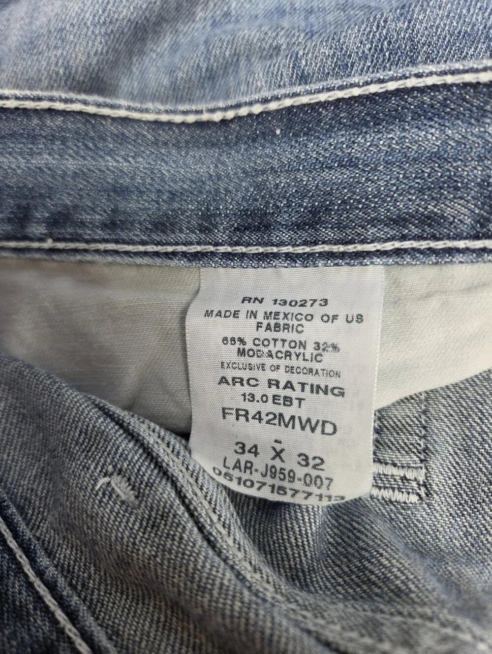 Wrangler 20X FR Flame Resistant Jeans Mens 34x32 Dark Wash Bootcut HRC2 Work